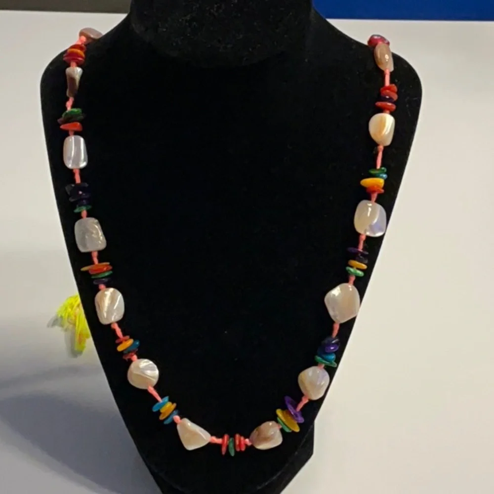 Free People X Ariana Ost “At The Market” Necklace ~ Neon Yellow/Orange; NWT - Picture 5 of 16